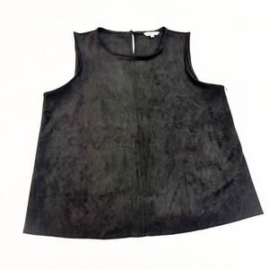 Naked Zebra Faux Suede Black Sleeveless Dress Top Size L